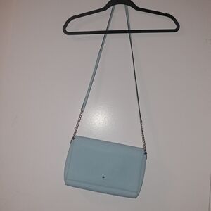 New Vintsge Color Powder Blue Kate Spade Purse With Golden Accents